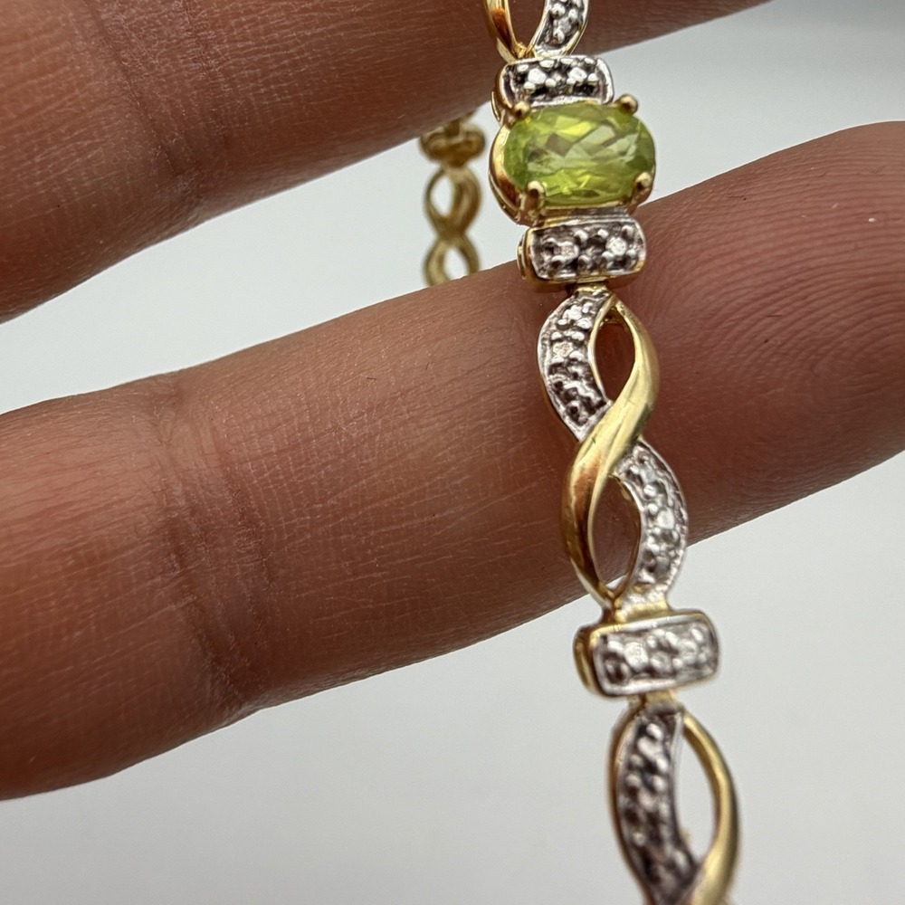Vintage Ross Simons‎ Peridot 925 Sterling Silver Tennis Bracelet Sz 7